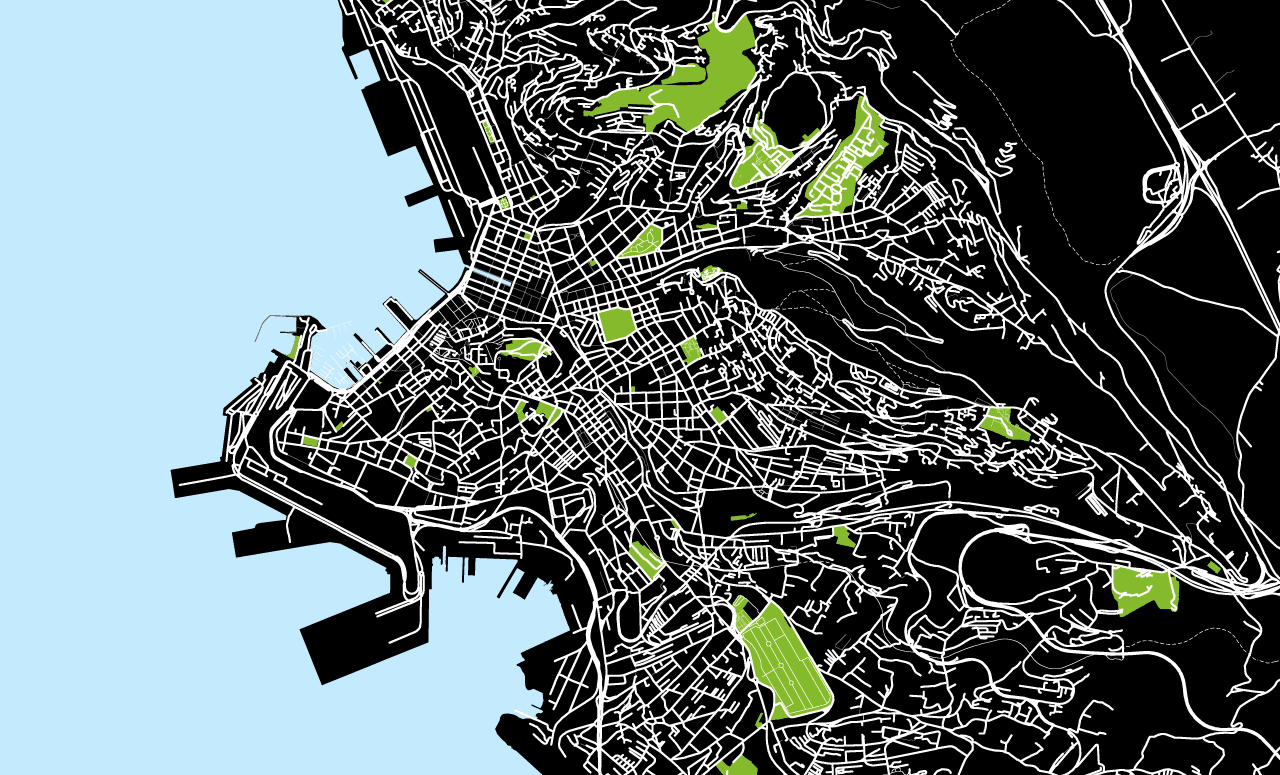 Stilisierter Stadtplan von Triest